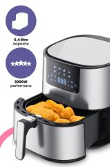 Goldmaster Novo 2000 Watt Yüksek Güç 6,4 Litre Inox Geniş Xxl Dokunmatik Airfryer Yağsız Sıcak Hava Fritözü