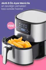 Goldmaster Novo 2000 Watt Yüksek Güç 6,4 Litre Inox Geniş Xxl Dokunmatik Airfryer Yağsız Sıcak Hava Fritözü